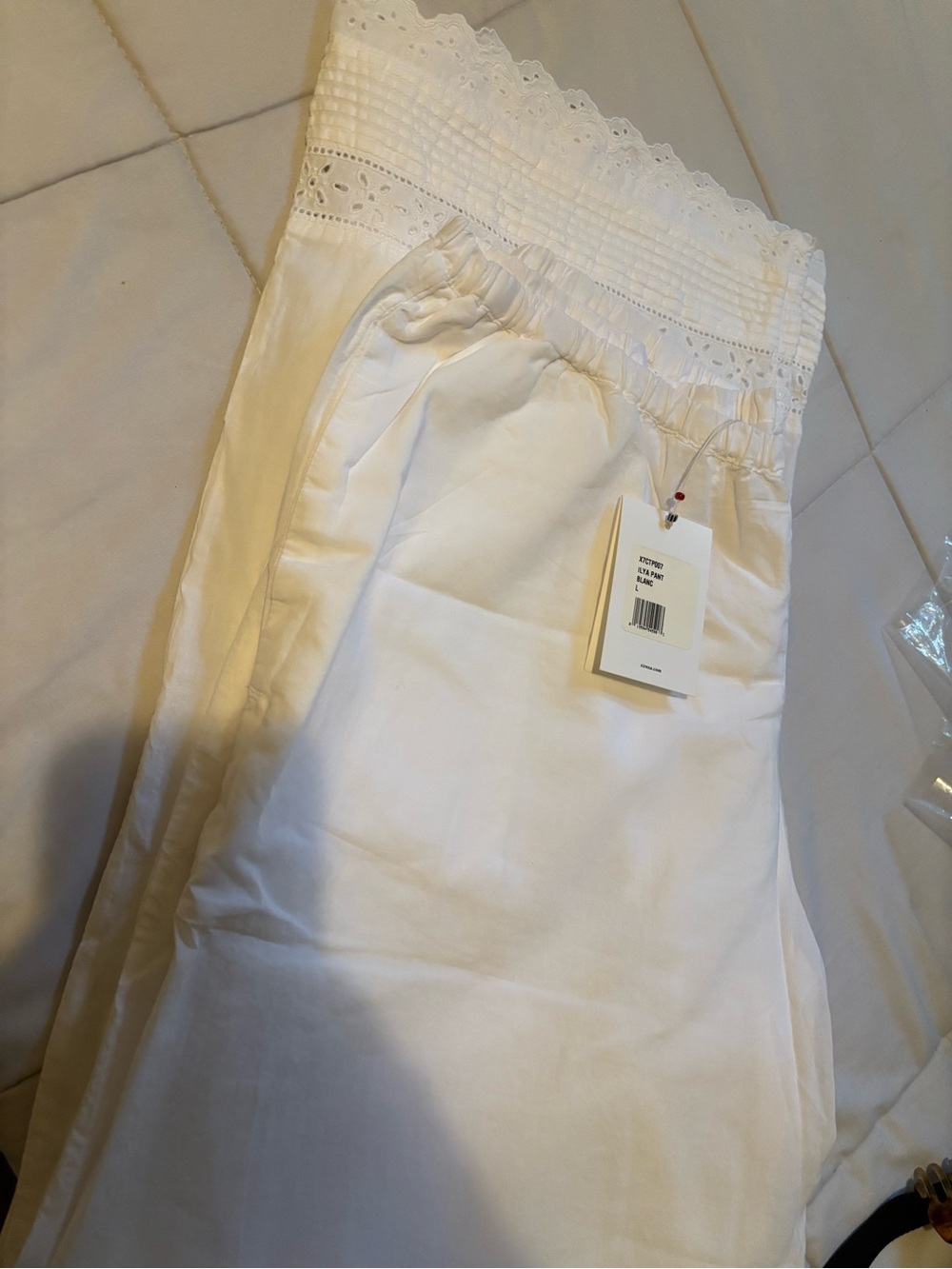 White Eyelet Waist Pant